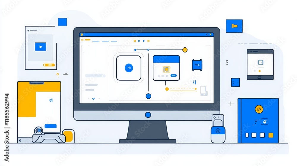 Software Development Workflow Depicted on a Desktop Computer Screen Software Development Workflow Depicted on a Desktop Computer Screen