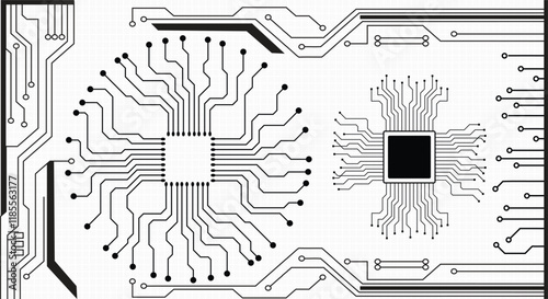 Abstract computer microprocessor circuit board vector background.