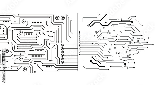 Black control panel abstract modern technology futuristic interface hud ui, Cyberpunk black circuit diagram on white background.