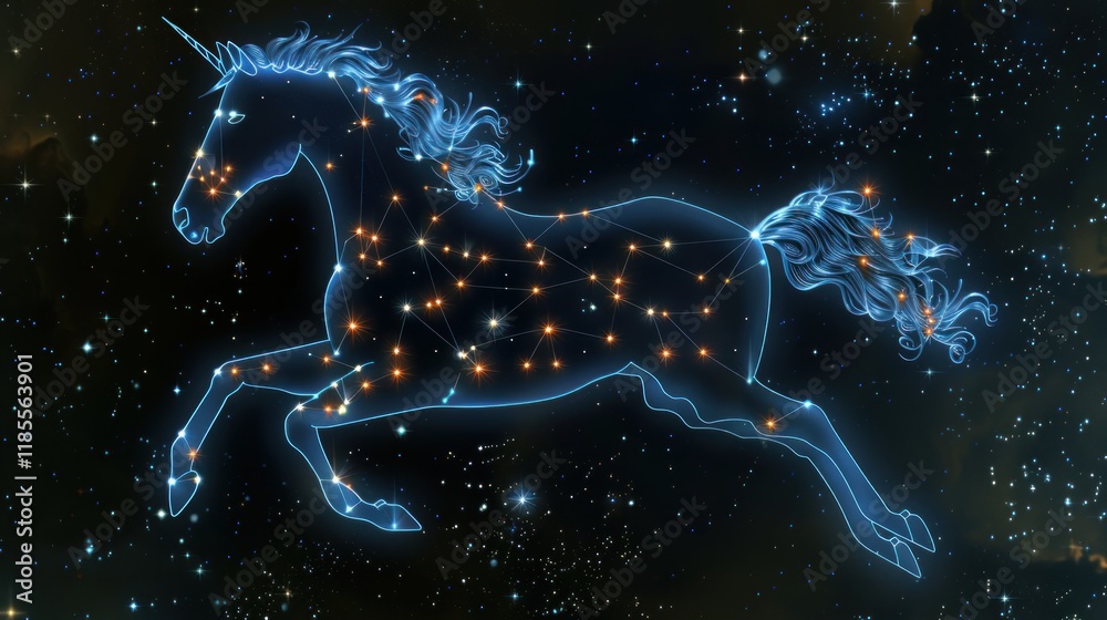 Fototapeta premium Celestial Unicorn: A Starry Constellation