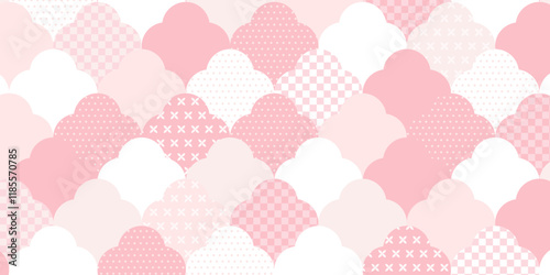 和風なパステルパターンの背景 | 桜の春デザイン ( ベクター素材 バナー )