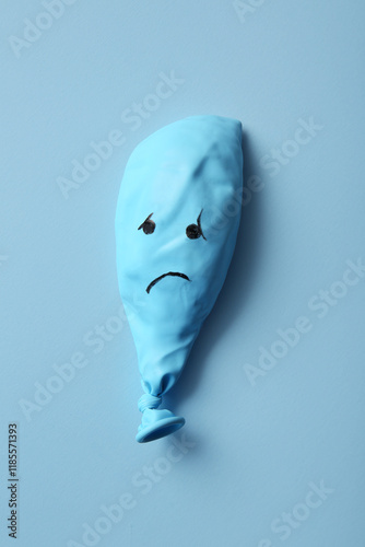 Balloon with drawn sad face...
