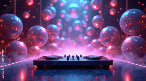 Dj day celebration nightclub atmosphere electronic dance music vibrant lighting close-up view party experience