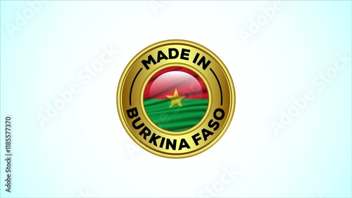 Made in Burkina Faso golden badge animation