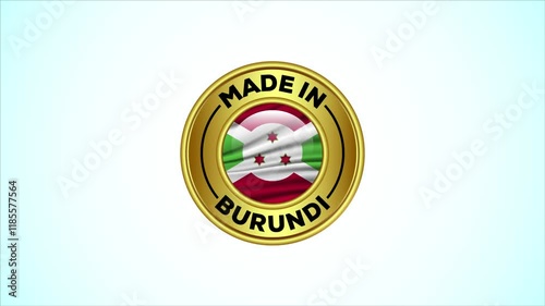 Made in Burundi golden badge animation