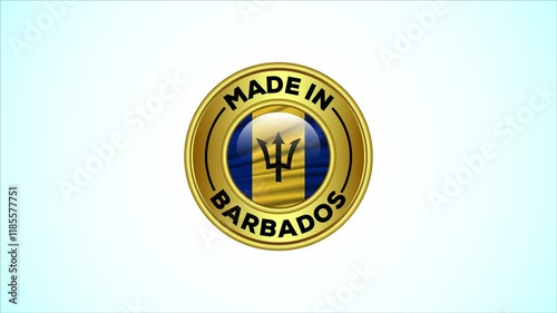 Made in Barbados golden badge animation
