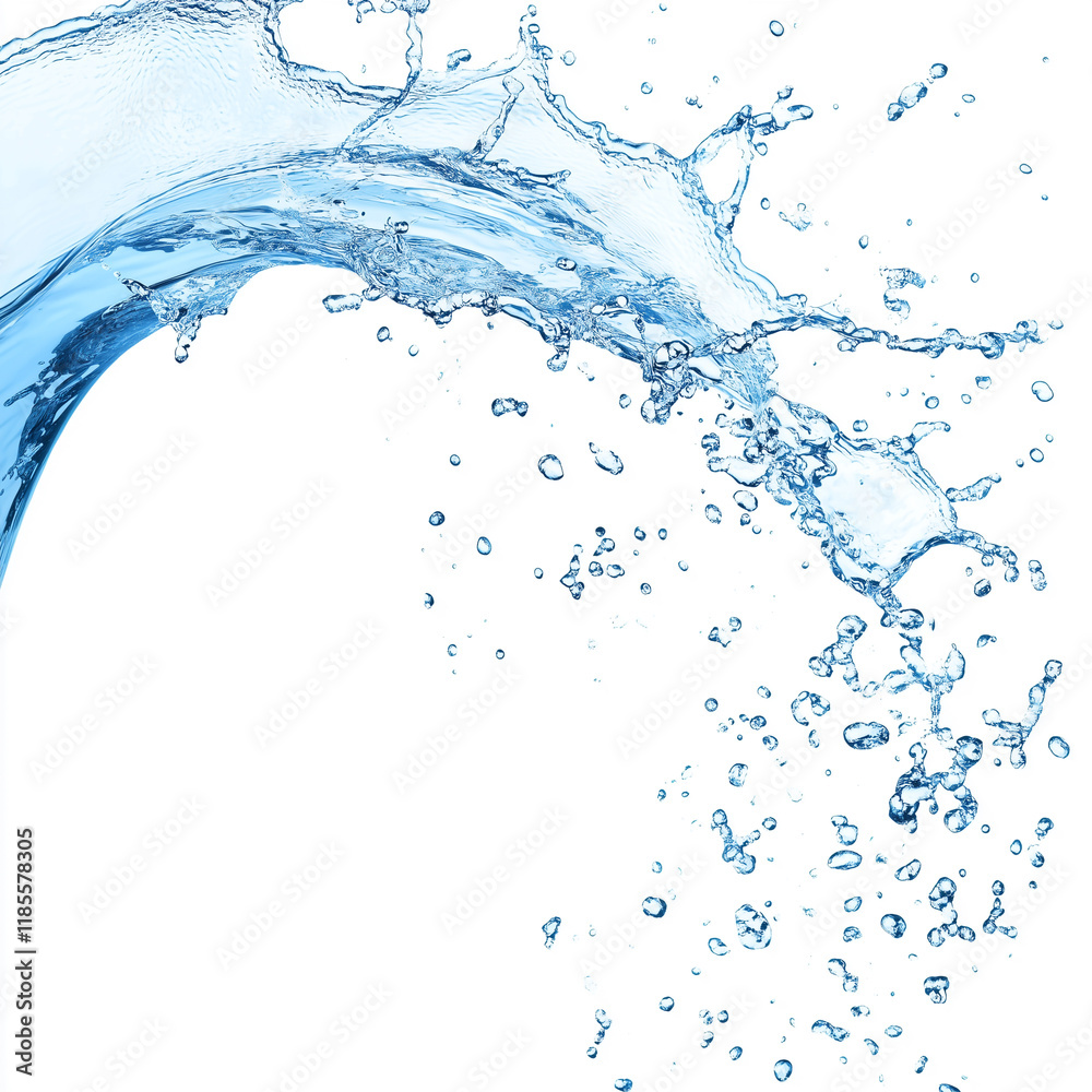 Obraz premium Dynamic Splash of Clear Blue Water Against a White Background
