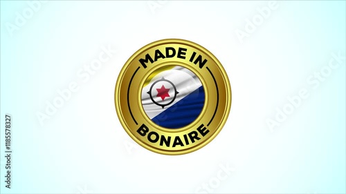 Made in Bonaire golden badge animation