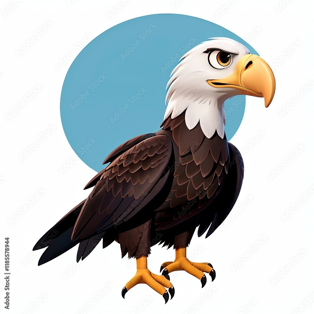 Obraz premium 3d illustration of eagle cartoon isolated on white background