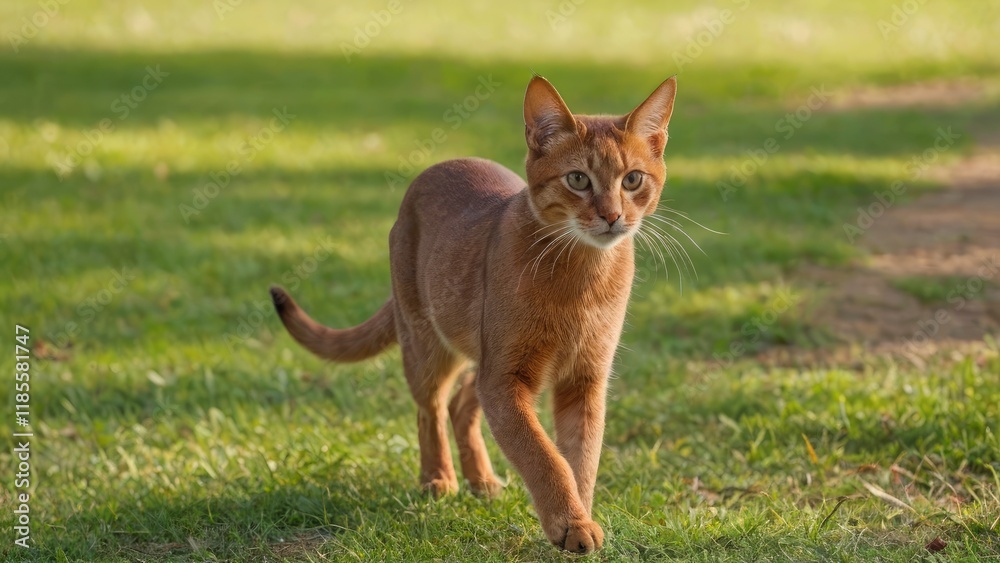 Obraz premium Sorrel abyssinian cat in the park