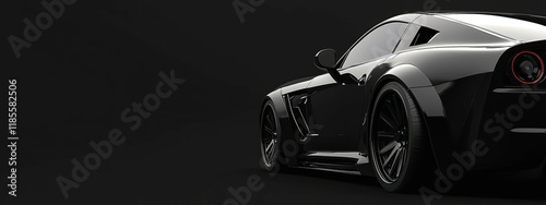 Sleek Black Sports Car: Dramatic Rear View, Powerful Design