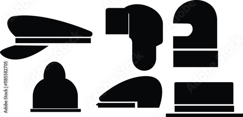 Set of cowboy hat silhouettes, Set of cowboy hat icons, Cowboy hat silhouette, Silhouettes of hat, Black hat silhouettes, sports caps and hats