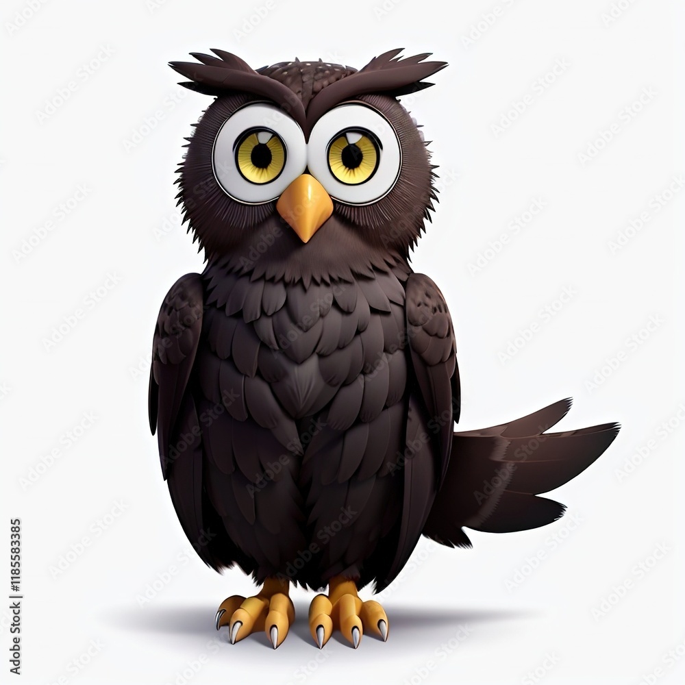 Fototapeta premium 3d illustration of owl cartoon isolated on white background
