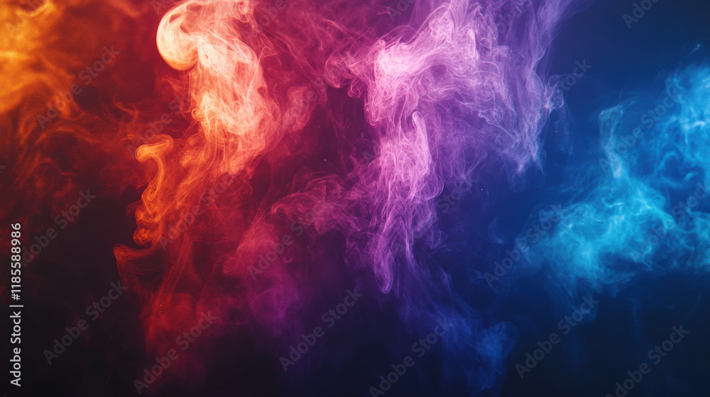 Colorful smoke, explosion effect, black background Colorful smoke, explosion effect, black background