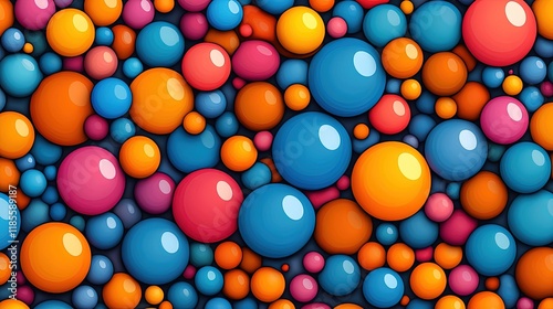 A vibrant arrangement of colorful spheres in various sizes, creating a playful and dynamic visual texture.