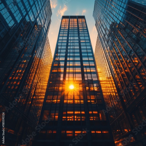 Wallpaper Mural Sunset reflection on modern skyscrapers. Torontodigital.ca