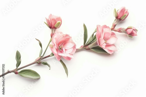 Premium Quality Visual of Beautiful Pink Wax Flower Twig and Bud Over a White Background photo