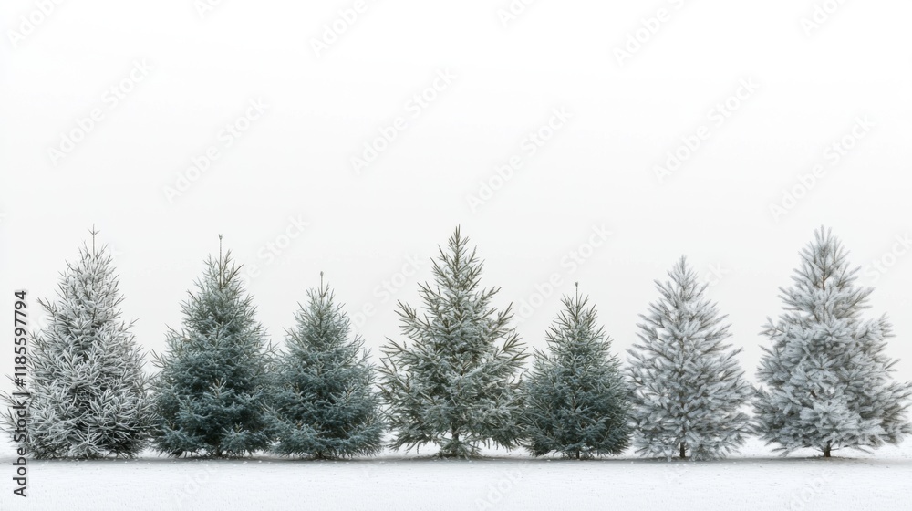 Snowy Evergreen Trees Winter Christmas Trees Frosty Conifers Festive Holiday Scene Nature Background Snowy Evergreen Trees Winter Christmas Trees Frosty Conifers Festive Holiday Scene Nature Background