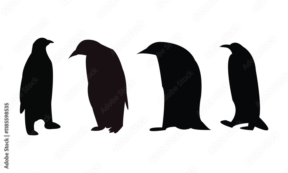 Naklejka premium Penguin Bird Silhouette Design And Vector Illustration. 