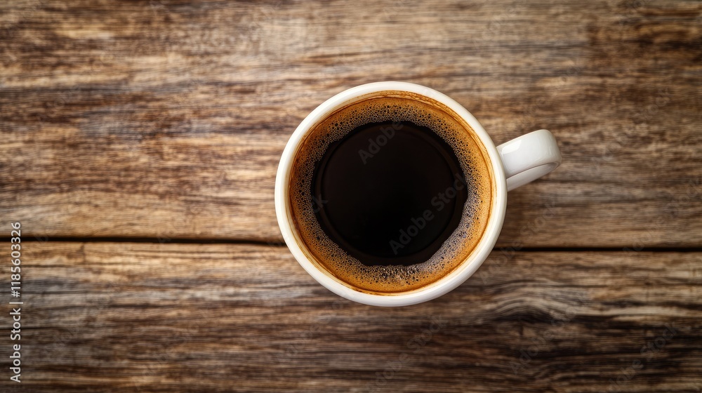 Aromatic Black Coffee Cup Surrounded by Rustic Wooden Table Ideal for Morning Beverage and Relaxation Themes Aromatic Black Coffee Cup Surrounded by Rustic Wooden Table Ideal for Morning Beverage and Relaxation Themes