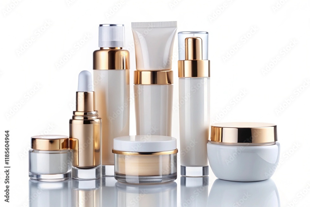 A collection of beauty products, including lotions and creams A collection of beauty products, including lotions and creams