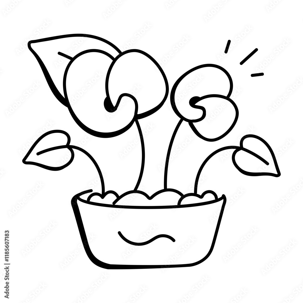 A hand drawn icon of potted plant
A hand drawn icon of potted plant