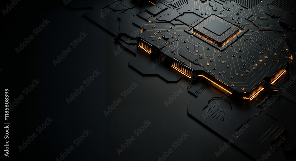 minimalistic background with elements of computer board, it technology and microelectronics. Generative AI minimalistic background with elements of computer board, it technology and microelectronics. Generative AI