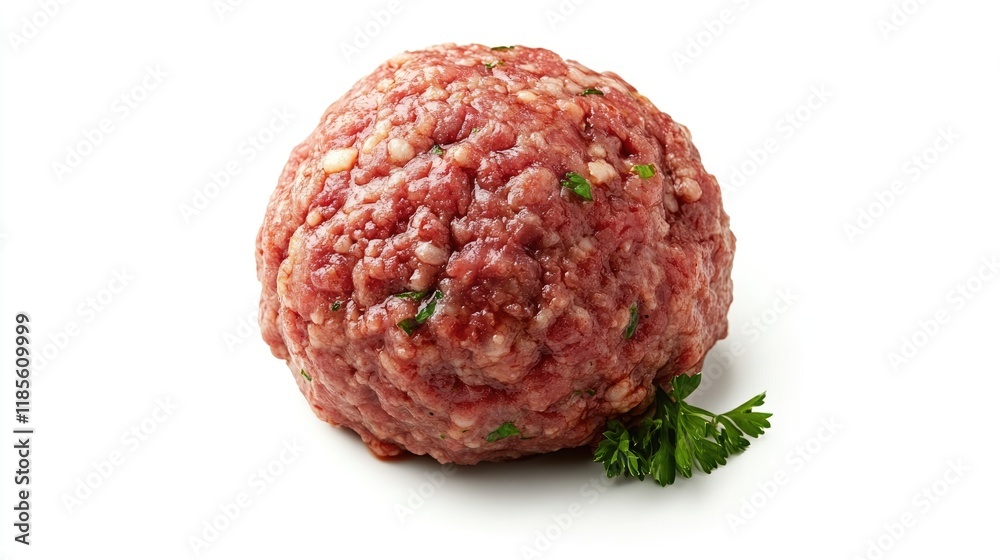Succulent Homemade Beef Meatball on White Background, Perfect for Culinary Inspiration and Dinner Delights Succulent Homemade Beef Meatball on White Background, Perfect for Culinary Inspiration and Dinner Delights