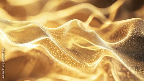 Golden Flowing Abstract Background with Soft Light and Fluid Waves photo