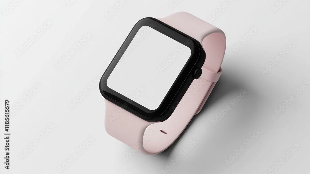 Pink smartwatch with blank screen isolated on white background. Pink smartwatch with blank screen isolated on white background.