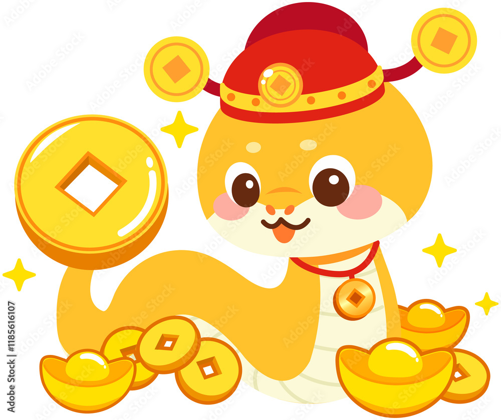 Fototapeta premium New Year Zodiac Snake Sends Wealth