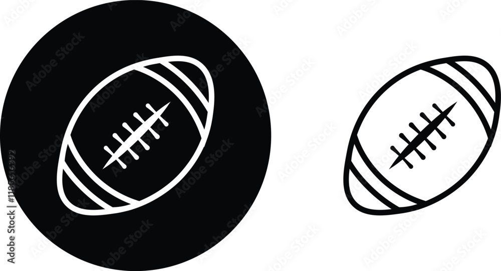 Rugby ball icon set. line and flat glyph version, outline and filled vector sign. American football ball linear and full pictogram. Symbol, logo style collection isolated on transparent background.