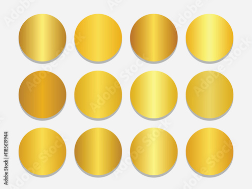 Realistic vector gold gradient color palette. Abstract gold swatches palette set design.
