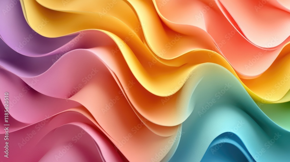 Obraz premium Multicolored wavy foam sheets texture with vibrant shades for creative packaging and design applications