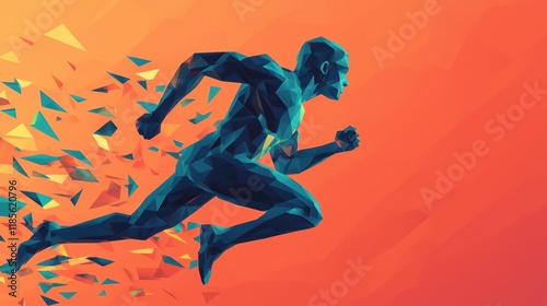 Dynamic Running Figure in Abstract Geometric Design