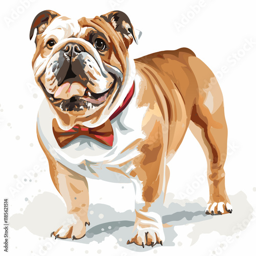 A full-length cartoon bulldog