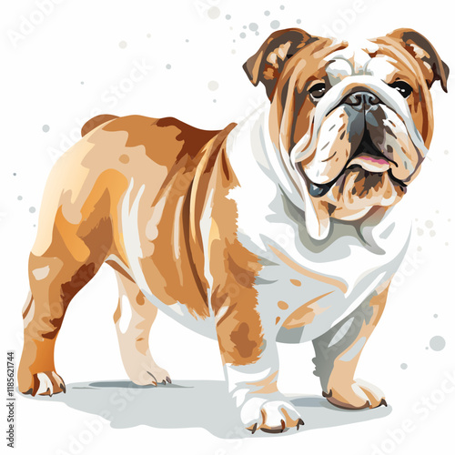 A full-length cartoon bulldog