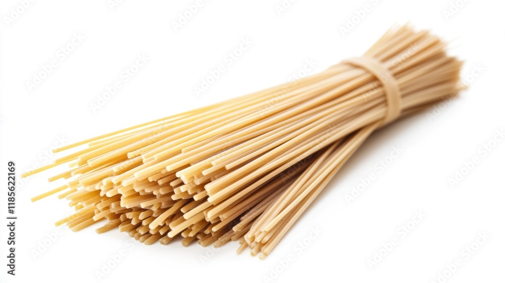 Single Ingredient Pasta alla Vimini Bundle on White Background with Space for Text Promoting No Food Waste and Sustainable Cooking Practices Single Ingredient Pasta alla Vimini Bundle on White Background with Space for Text Promoting No Food Waste and Sustainable Cooking Practices