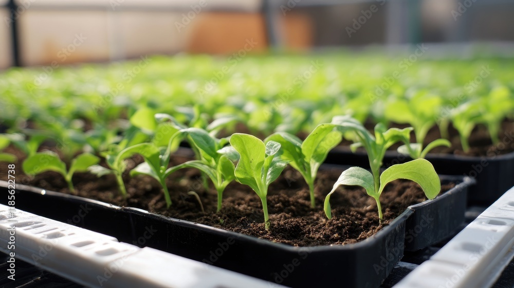 Modern Seedlings in Greenhouse Showcasing Sustainable Agriculture Practices for Enhanced Crop Growth Modern Seedlings in Greenhouse Showcasing Sustainable Agriculture Practices for Enhanced Crop Growth