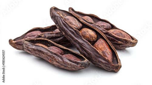 Wallpaper Mural Cocoa pods and luxury chocolate bars arranged elegantly on a white background showcasing the richness of chocolate production. Torontodigital.ca