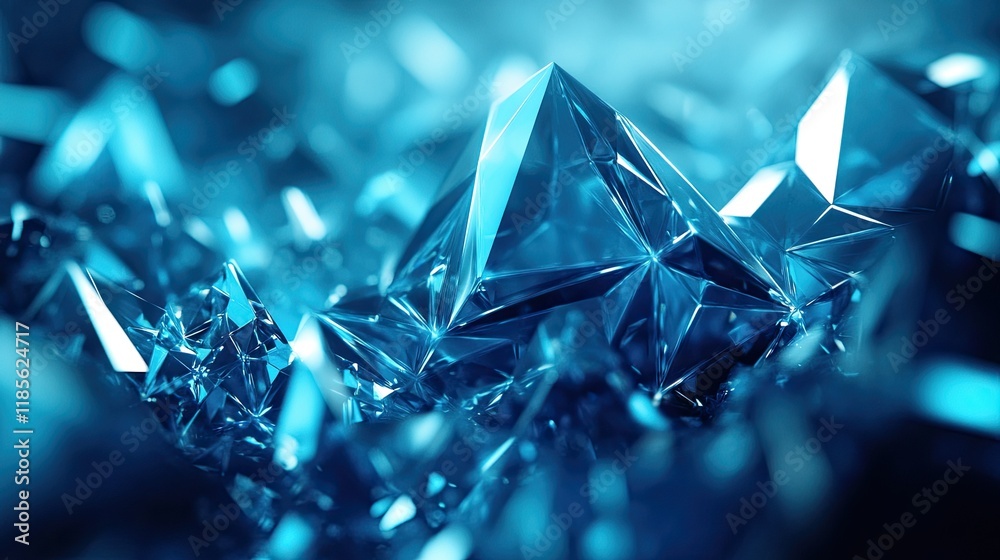 Abstract Blue Low Poly Triangle Background – Geometric shapes paired with a cool color palette, symbolizing technological progress. - Abstract Blue Low Poly Triangle Background – Geometric shapes paired with a cool color palette, symbolizing technological progress. -