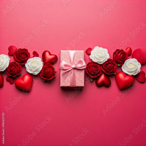 Valentine's Day, background, decorations, gift boxes and roses.