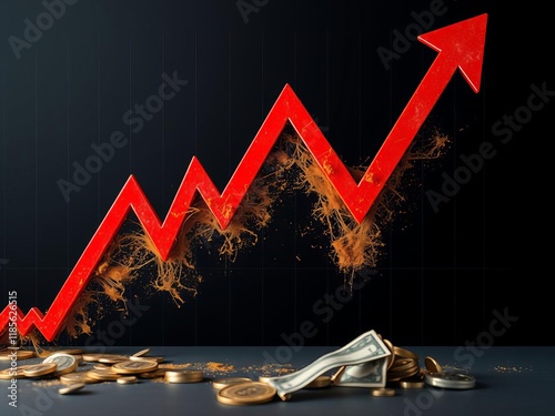 A chart showing downward trends and negative growth during a crisis and recession in the business sector, chart, economic crisis, economic downturn photo