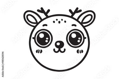 Cute cartoon reindeer face line art