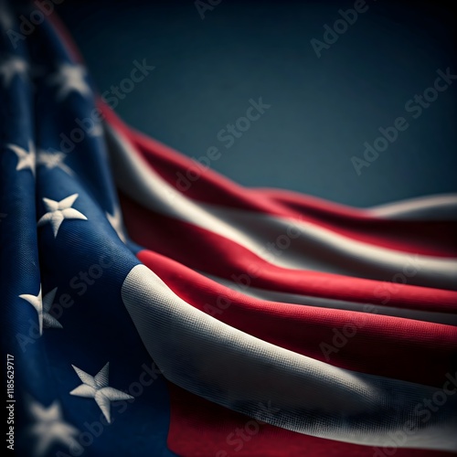 Somber Patriotic Image of Draped American Flag with Rich Colors