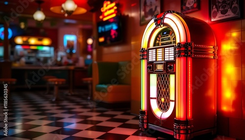 Retro Jukebox in a 50s Diner