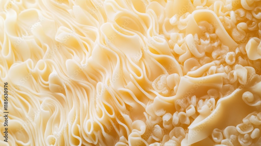 Close up of raw pasta showcasing intricate textures and shapes on a natural surface ideal for culinary and food-related themes.
