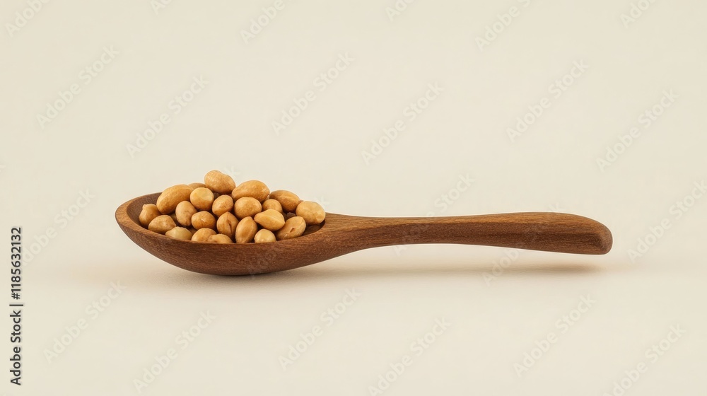 Raw peanuts in a wooden spoon on a neutral background showcasing natural food ingredients and healthy eating concepts. Raw peanuts in a wooden spoon on a neutral background showcasing natural food ingredients and healthy eating concepts.