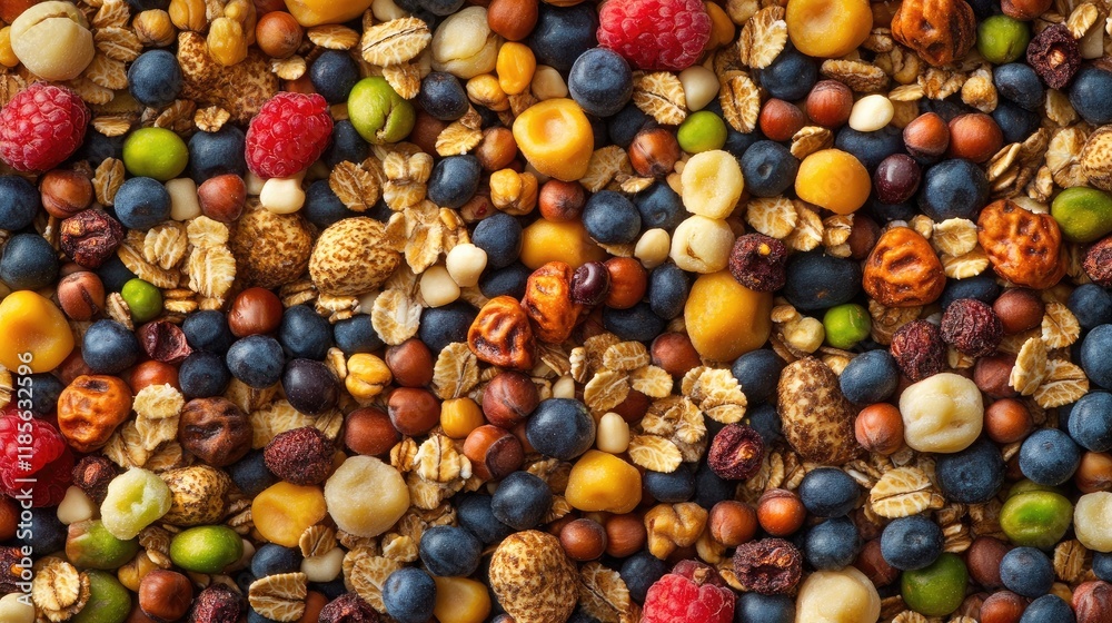 Colorful Variety of Whole Grain Cereals and Seeds for Healthy Breakfast Options Colorful Variety of Whole Grain Cereals and Seeds for Healthy Breakfast Options
