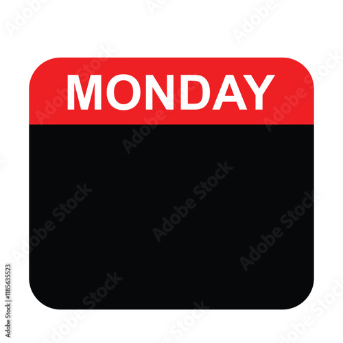 Monday black calendar web button. monday calendar on a red and black background. weekly Calendar web buttons. vector illustration